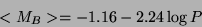 \begin{displaymath}
<M_V> = -1.35 - 2.78 \log P,
\end{displaymath}