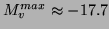 $M_v^{max} \approx -17.1$
